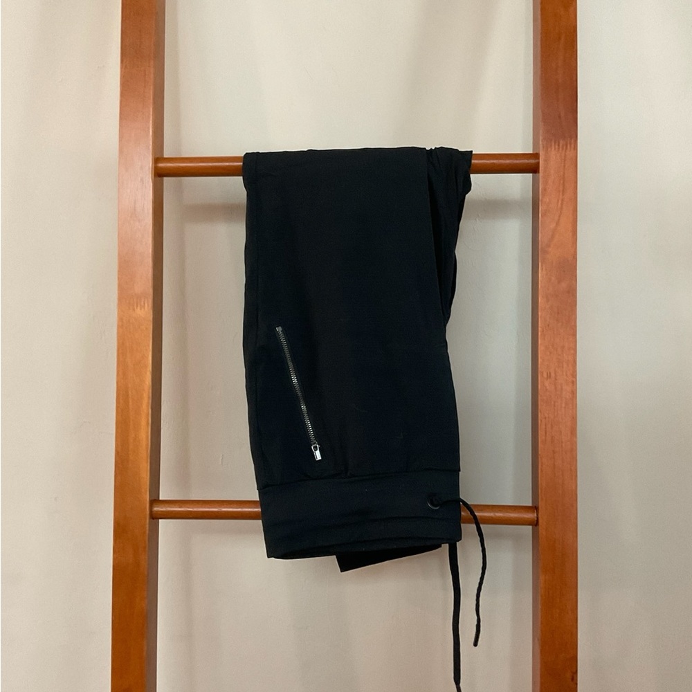 Black Jogger Pants with Zipper Detail